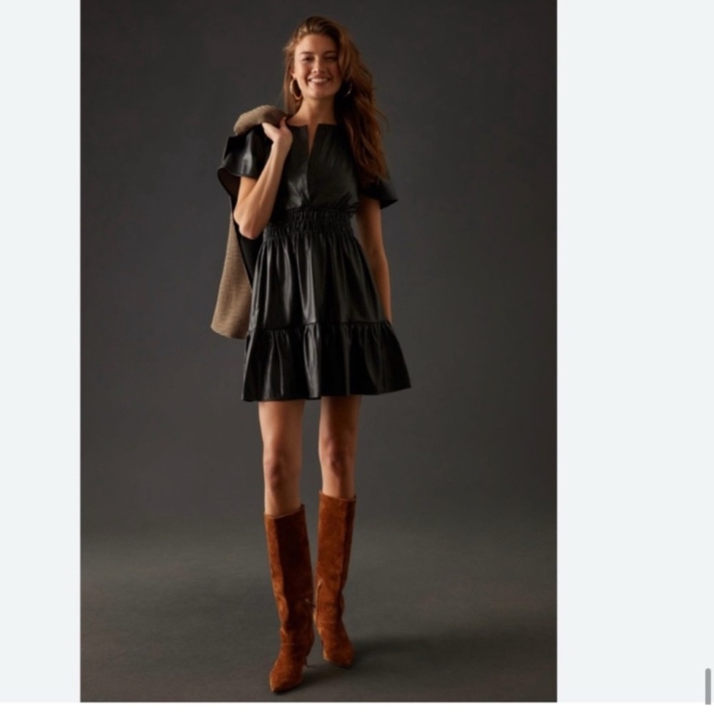 Anthropologie The Somerset Vegan Leather Mini Dress Size
Extra Small -xs - Picture 4 of 8
